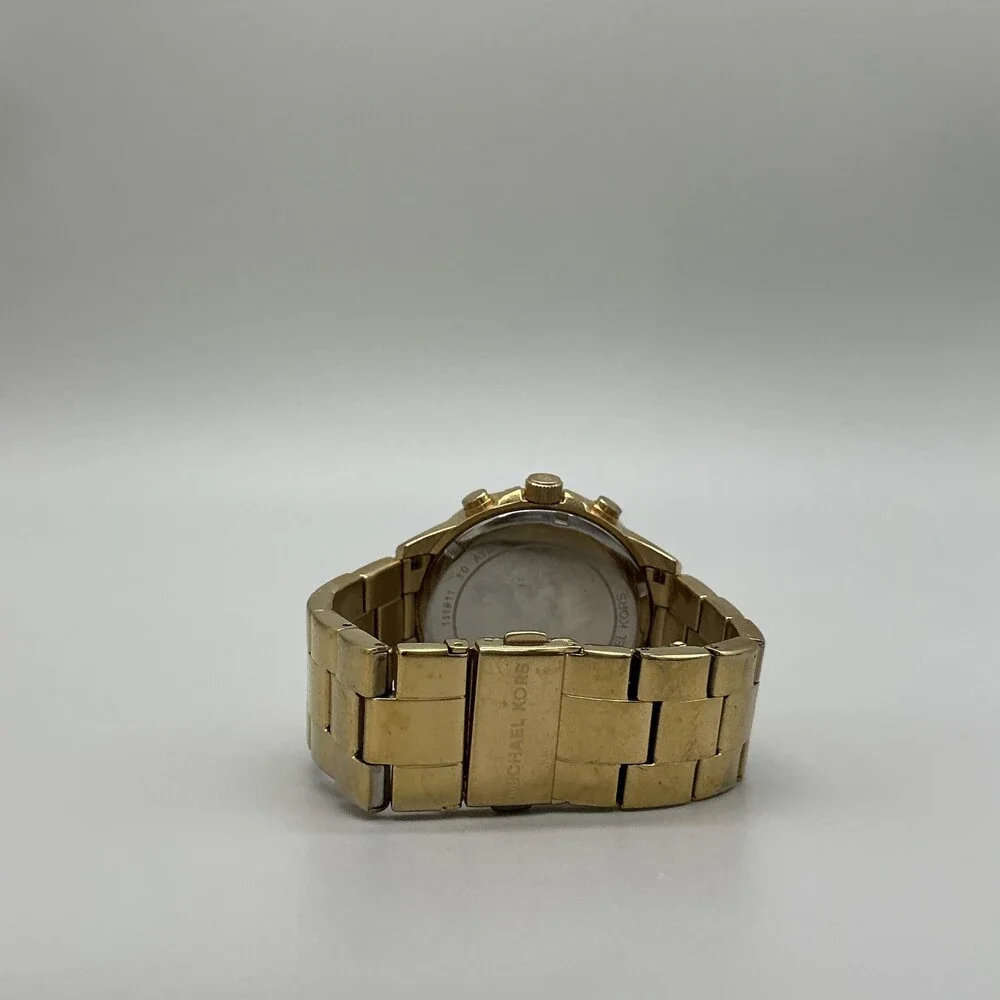 Michael Kors Womens Watch 41mm Gold Tone Chrono Crystals MK6569 New Battery 6.5